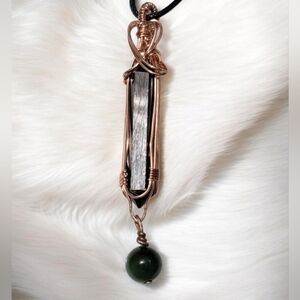 Hypersthene w/ Jade Crystal Pendant Necklace